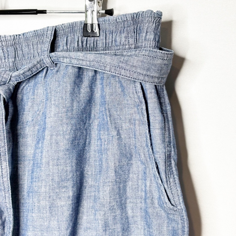 Polo Ralph Lauren Blue Chambray Pull On Shorts XXL Elastic Waist Tie Belt Womens - Picture 5 of 11